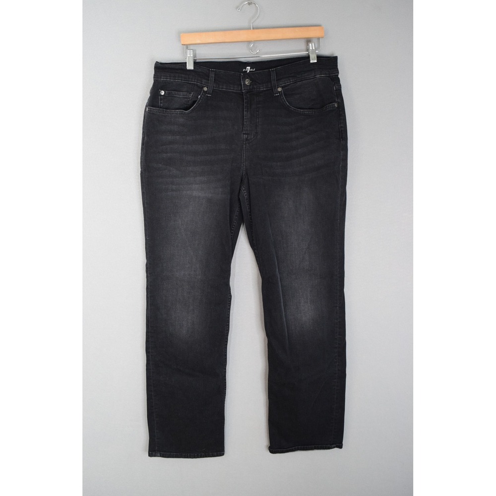7 For All Mankind Austyn Jeans 34 X 33 Black Relaxed Straight Mens Faded Wash